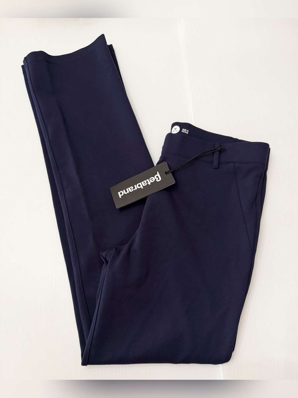 Betabrand Classic Straight Dress Pant Yoga Pants Navy - Medium